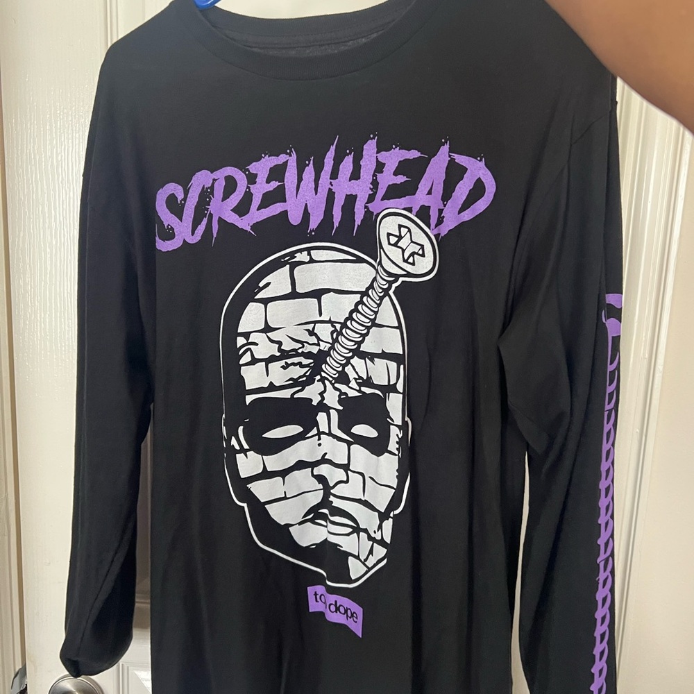 Black Long Sleeve 'Screwhead' Graphic Tee